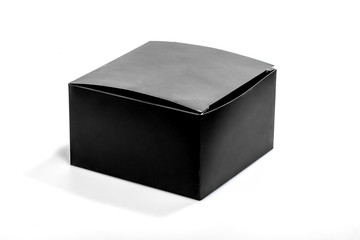 black paper box on a white background