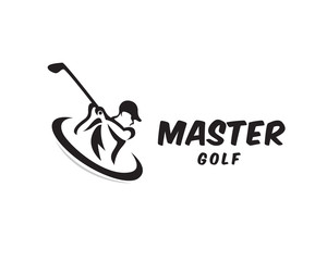 Golf player Swing Stick logo design inspiration