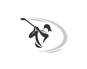 human player swing stick golf logo design inspiration
