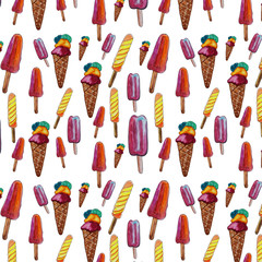 Ice cream pattern.Suitable for clothing (summer pattern).Textile children's products.
