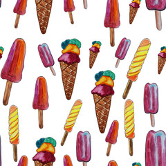 Ice cream pattern.Suitable for clothing (summer pattern).Textile children's products.