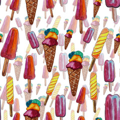 Ice cream pattern.Suitable for clothing (summer pattern).Textile children's products.