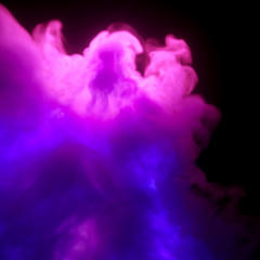 Blue, purple, pink abstract cloud of smoke on a black isolated background,3d rendering,conceptual image.
