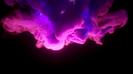 Blue, purple, pink abstract cloud of smoke on a black isolated background,3d rendering,conceptual image.