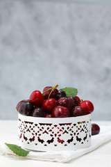 Fresh ripe cherries.