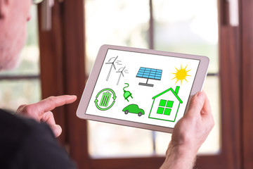 Clean energy concept on a tablet