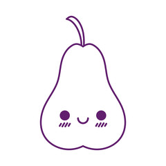 Kawaii pear cartoon line style icon vector design