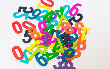 Fototapeta premium Group of color numbers in white background. 