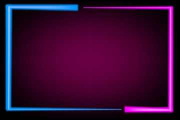 The abstract purple background has blue and pink laser lights providing glow in the dark.
