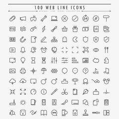 100 web minimal line icons