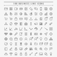 100 business minimal line icons
