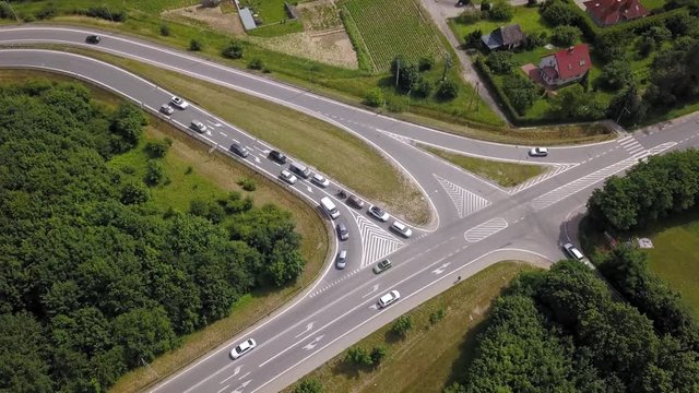 Vehicles Travelling On The Tri-city Ring Road In Gdansk, Poland - aerial shot