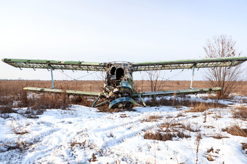 Old broken aircraft Antonov An-2.