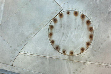 Old aircraft aluminum texture with rivets.