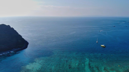 Amazing aerial view of Loh Lana Bay in Phi Phi Don, Thailand