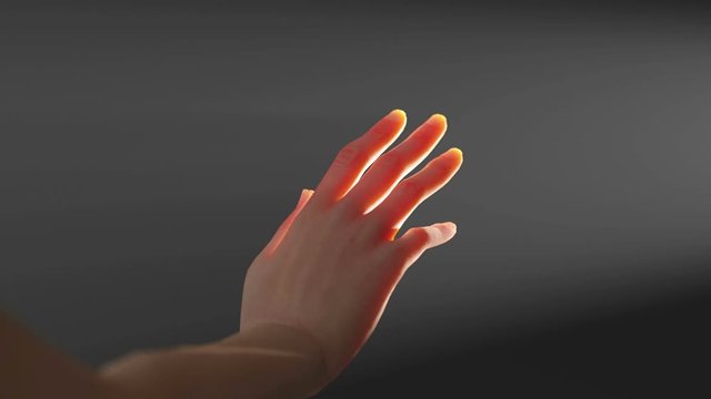 human hand reaches for the light