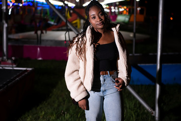 Posing in a theme park