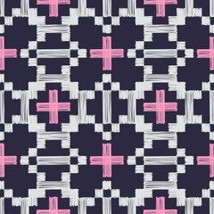 Aztec elements. Design with manual hatching. Ethnic boho ornament. Seamless background. Tribal motif. Vector illustration for web design or print.