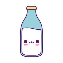 Kawaii milk bottle cartoon line and fill style icon vector design