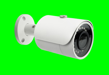 Camera CCTV isolated on green background