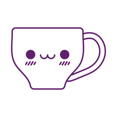 Kawaii coffee cup cartoon line style icon vector design