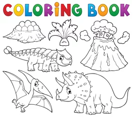 Tuinposter Voor kinderen Kleurboek dinosaurus onderwerp afbeelding 5