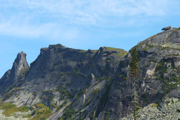 Mountain landscape with blue sky
