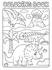 Wall murals For kids Coloring book dinosaur subject image 6