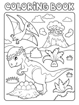 Coloring book dinosaur subject image 7