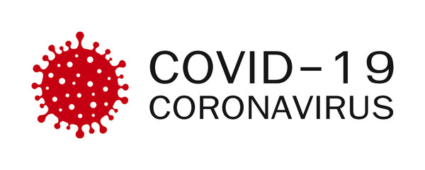 Covid-19 Coronavirus  dangerous virus concept. 
Logo design for banners or websites. Isolated, white background. Vector illustration.