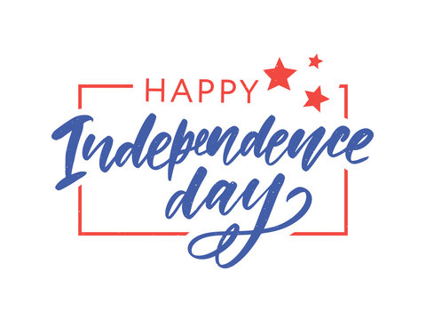 Happy Independence Day Greeting Card with Font. Vector illustration.
