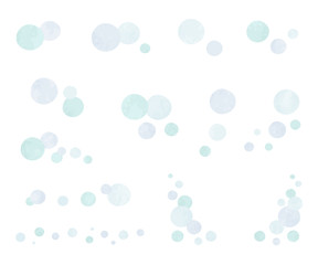 泡の水彩のイラストのセット／水玉／しずく