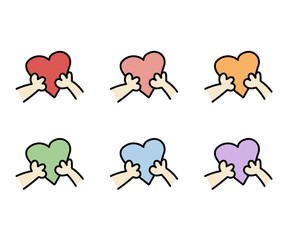 ハートと手のアイコンのセット イラスト やさしさ Wall Mural Yugoro ハートと手のアイコンのセット イラスト やさしさ Wall Mural Yugoro