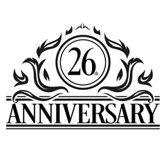 Luxury 26th anniversary Logo illustration vector