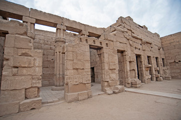 Hieroglyphic carvings on ancient egyptian temple columns