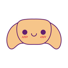 Kawaii croissant bread cartoon line and fill style icon vector design
