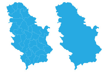 Map - Serbia Couple Set , Map of Serbia,Vector illustration eps 10.