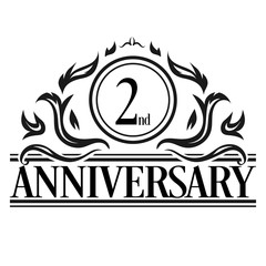 Luxury 2nd anniversary Logo illustration vector