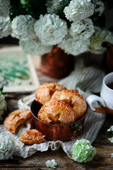 Jam filled hand pies. .Dark rustic photo