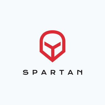 Spartan helmet logo design template vector
