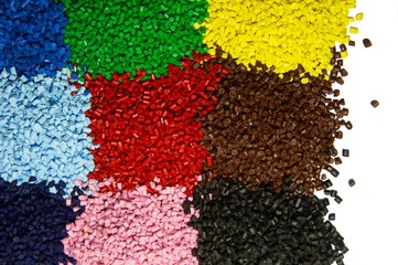 Fototapeta na wymiar Colorful plastic polymer granules isolated on white 