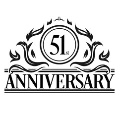Luxury 51st anniversary Logo illustration vector
