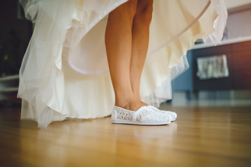 Wedding dress and white sneakers