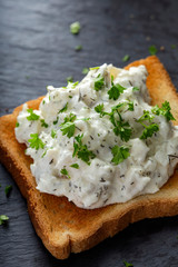 Herring salad on toast