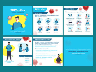 Novel Coronavirus (2019-nCoV) Symptoms with Prevention, Social Distance, Manage Anxiety & Stress and Take Precautions Concept.