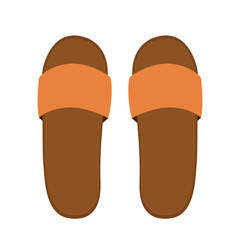 Summer brown leather slippers for men or women isolated on white background. Vector illustration of slippers. Slipper icon. Summer open shoes