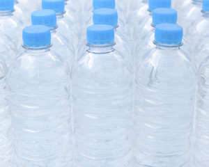 Closeup pack of Drinking water in the plastic bottle