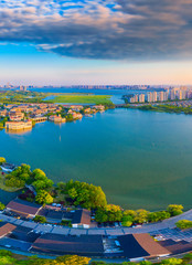 Obraz premium Villas by Jinji Lake in Suzhou City, Jiangsu Province, China