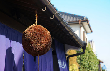 Sugitama of the mark that liquor displayed at the entrance of the Japanese sake brewery was done