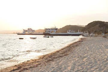 Fototapeta na wymiar Ferry on the shore